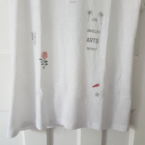 Lucky Brand Vintage Y2K Crewneck Novelty Print Split Back Hem Tee White Sz S - Picture 3 of 8